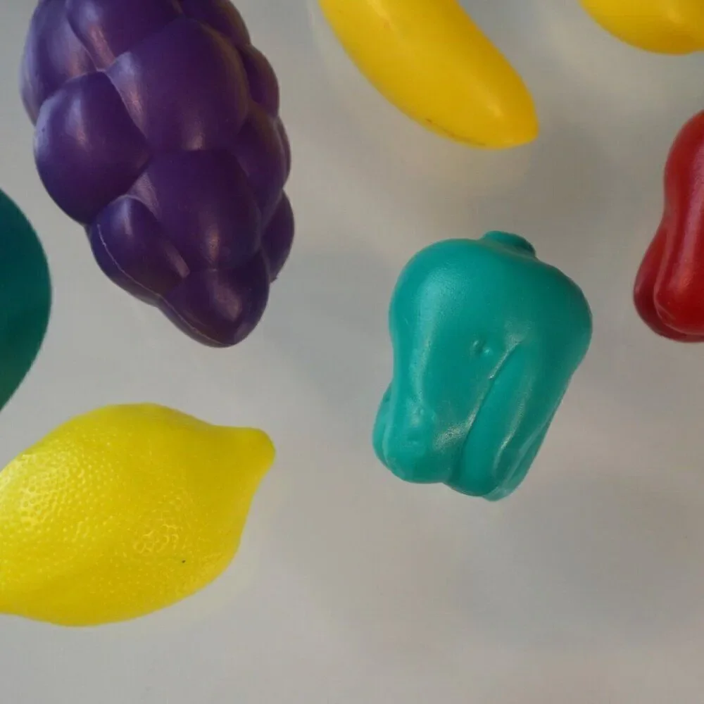 Realistic Plastic Toy Food 9 Fruits and Veggies Kids Kitchen Educational Toys